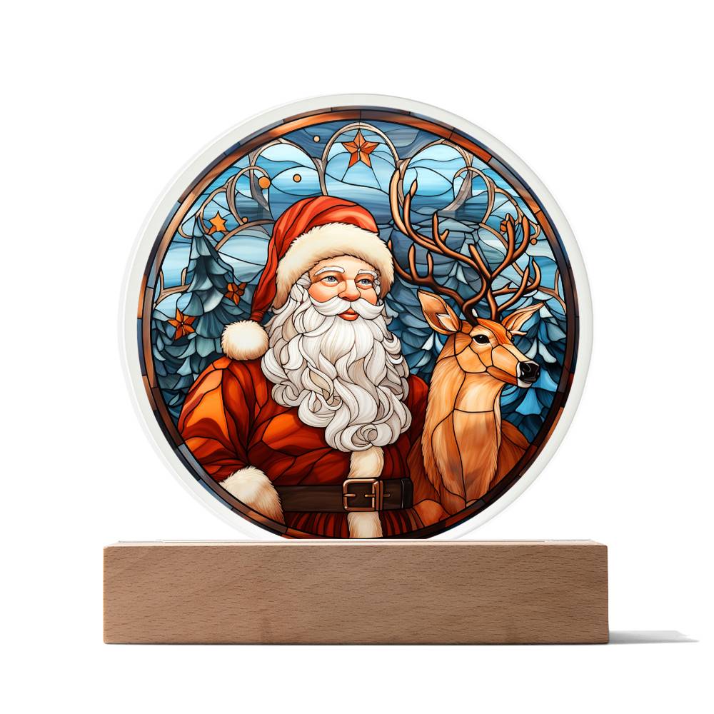 Santa  Reindeer-Acrylic Circle