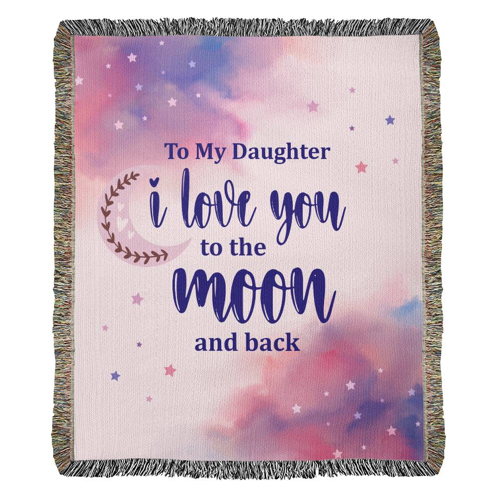 Gift For Daughter - I Love You To The Moon - Heirloom Woven Blanket