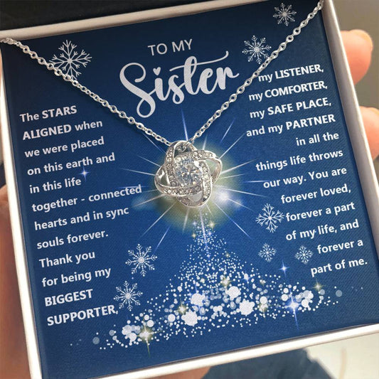 Gift For Sister-Stars Aligned Love Knot Necklace Message Card