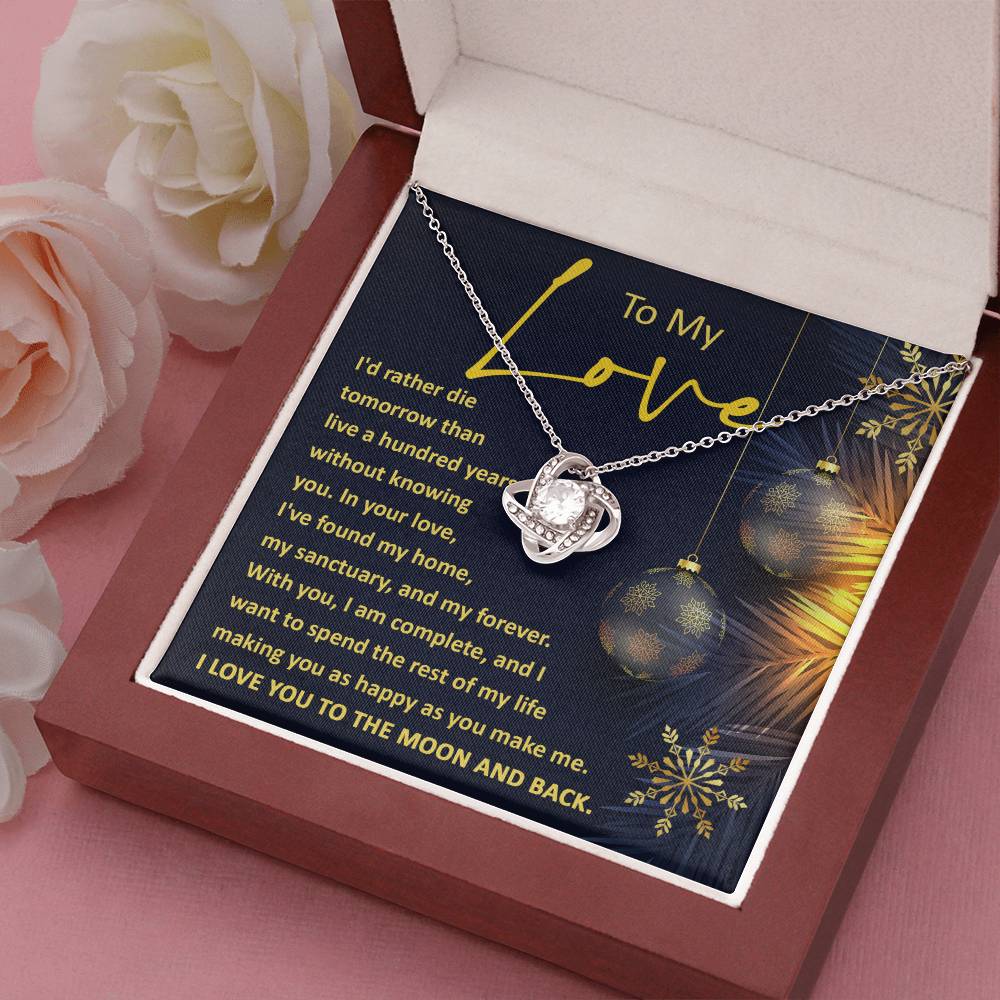 Gift For My Love-A Hundred Years Love Knot Necklace Message Card