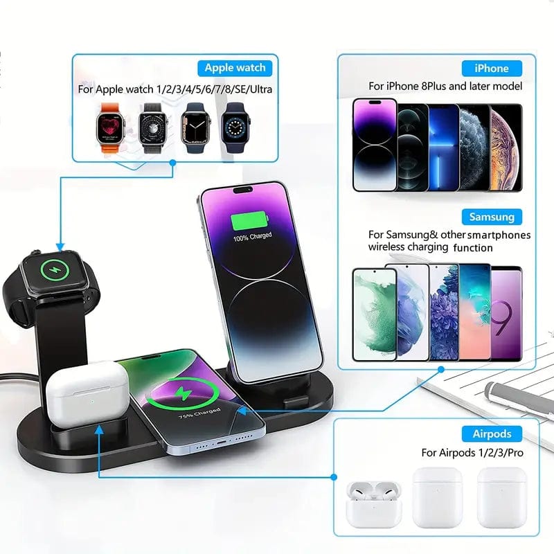 15W Fast Wireless Charging Station: Compatible With IPhone, Samsung, Xiaomi, Vivo & Airpods!