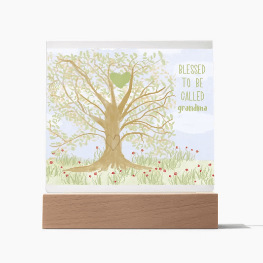 Personalized Family Tree - Grandma, Grandpa, Mom, Dad - Family Gift Square Acrylique Plaque