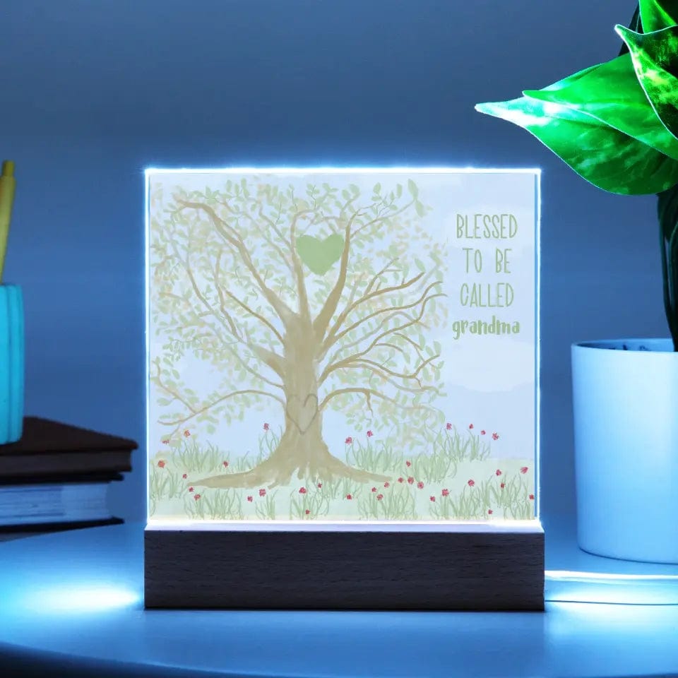 Personalized Family Tree - Grandma, Grandpa, Mom, Dad - Family Gift Square Acrylique Plaque