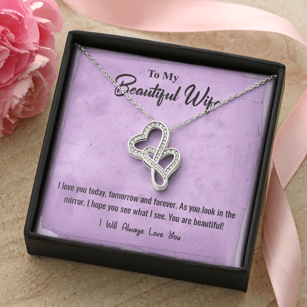 I Love You Today - Double Hearts Necklace Message Card