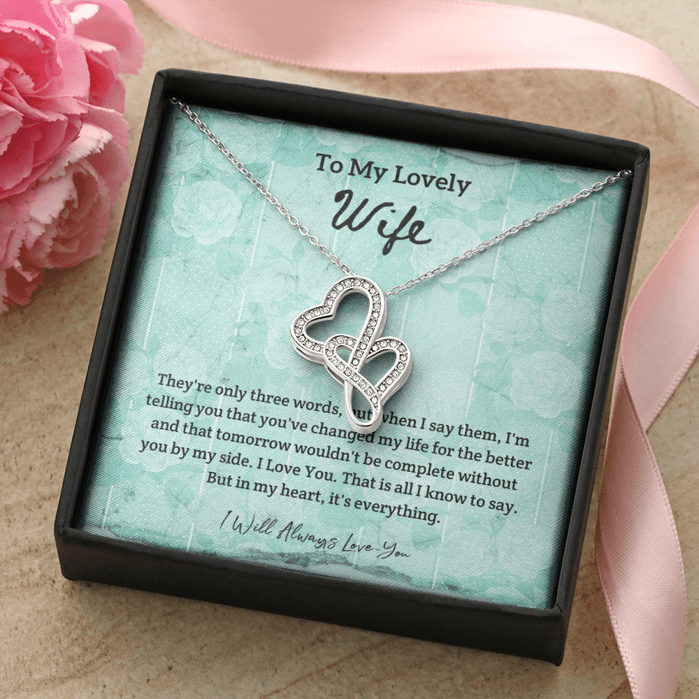 They're Only Three Words - Double Hearts Necklace Message Card