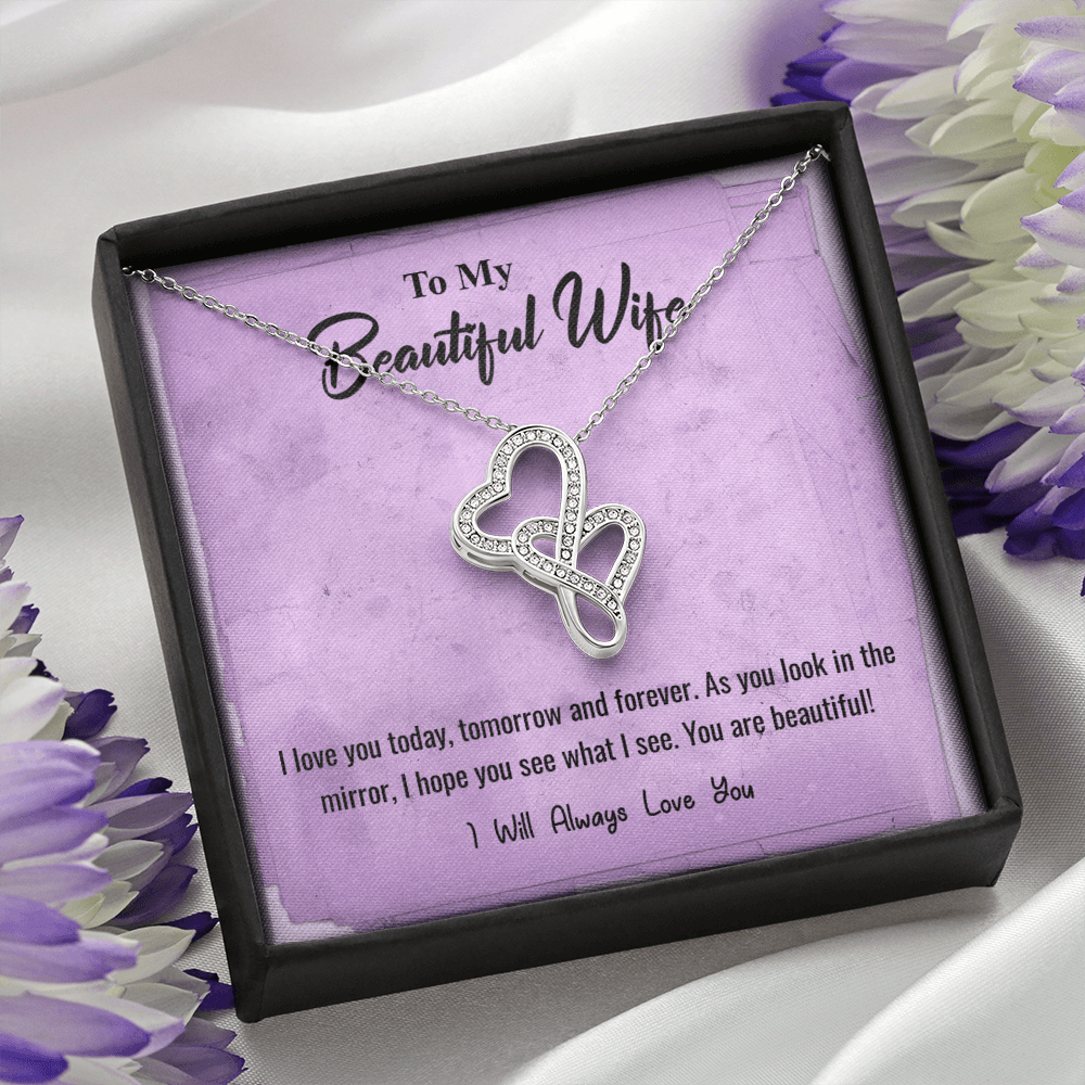 I Love You Today - Double Hearts Necklace Message Card