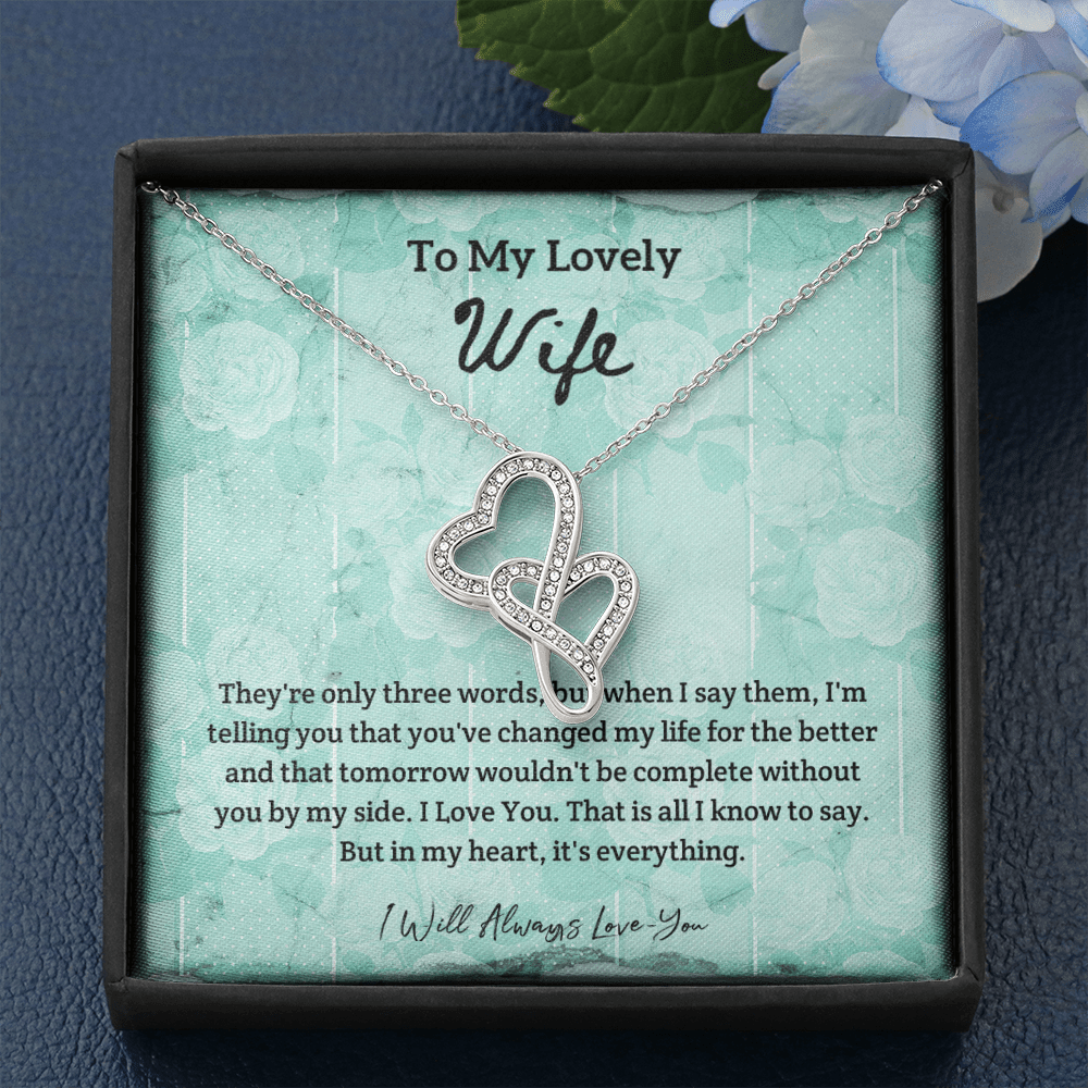 They're Only Three Words - Double Hearts Necklace Message Card