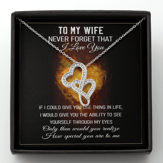 Never Forget That I Love You - Double Hearts Necklace Message Card