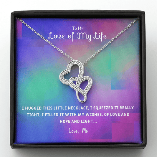 I Hugged This Little Necklace - Double Hearts Necklace Message Card