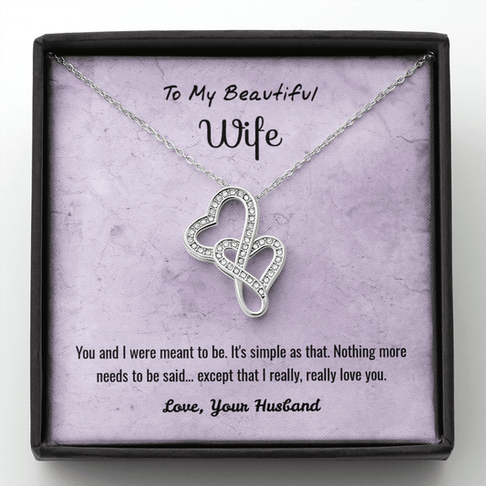 You and I Were Meant to Be - Double Hearts Necklace Message Card