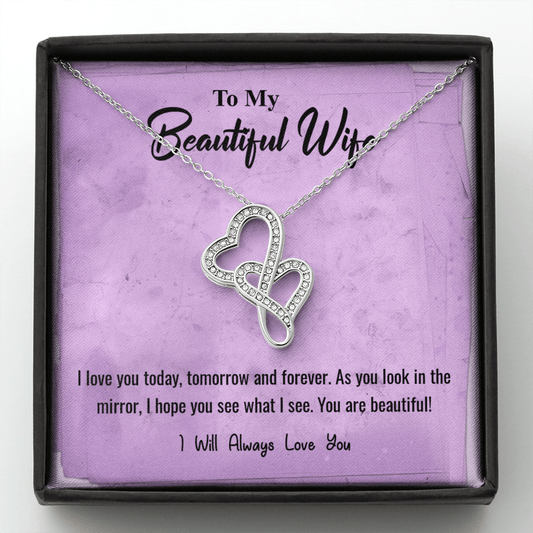 I Love You Today - Double Hearts Necklace Message Card