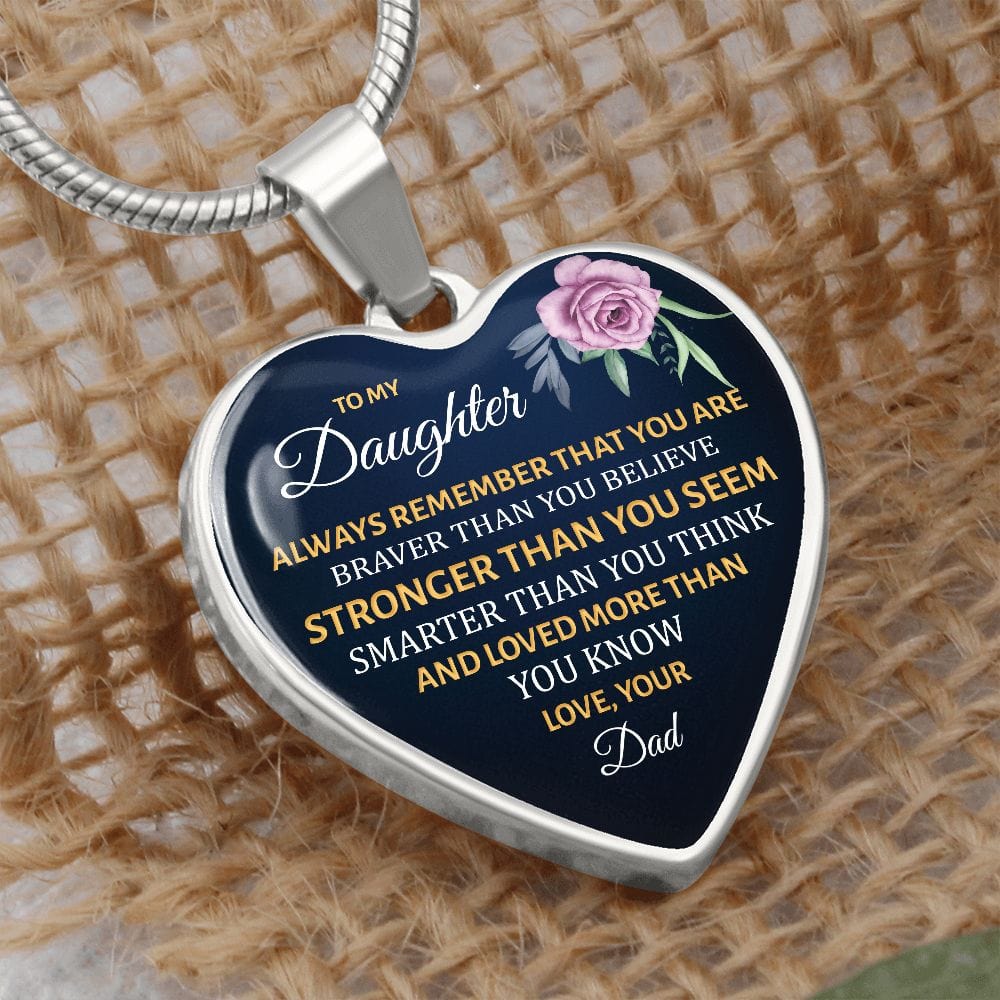 Gift For Daughter - You Are Brave - Heart Pendant Necklace- Gift For Birthday, Christmas From Dad, Father, Dad