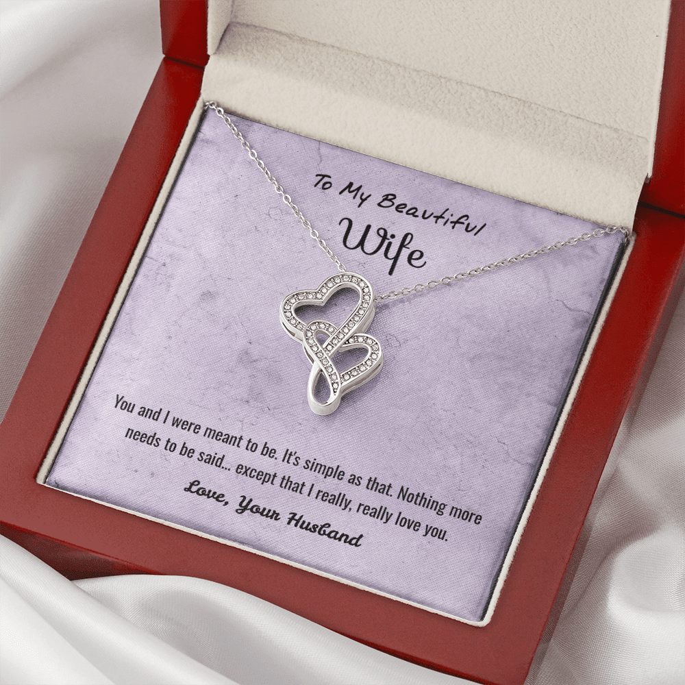You and I Were Meant to Be - Double Hearts Necklace Message Card