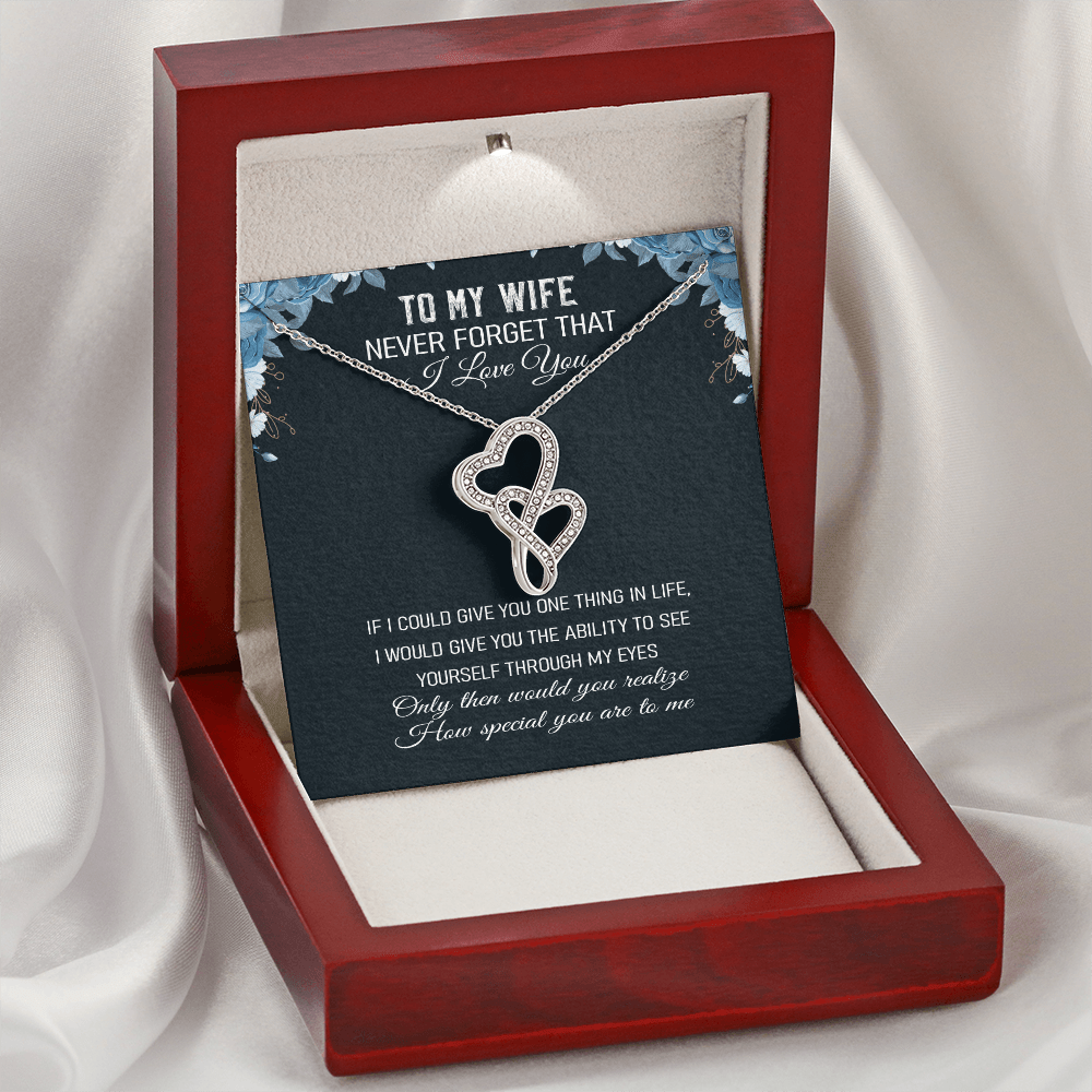 Never Forget That I Love You - Double Hearts Necklace Message Card