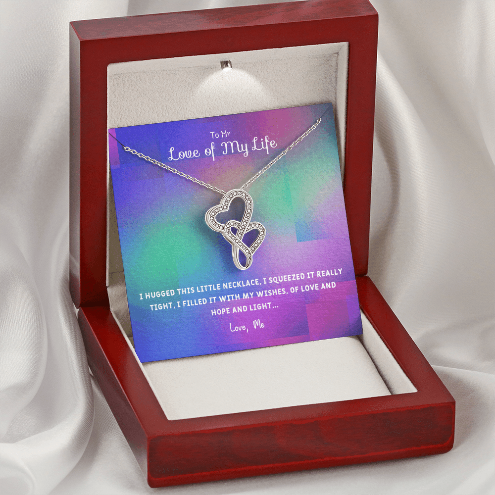 I Hugged This Little Necklace - Double Hearts Necklace Message Card