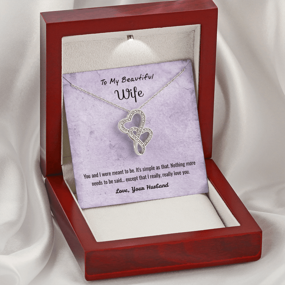You and I Were Meant to Be - Double Hearts Necklace Message Card