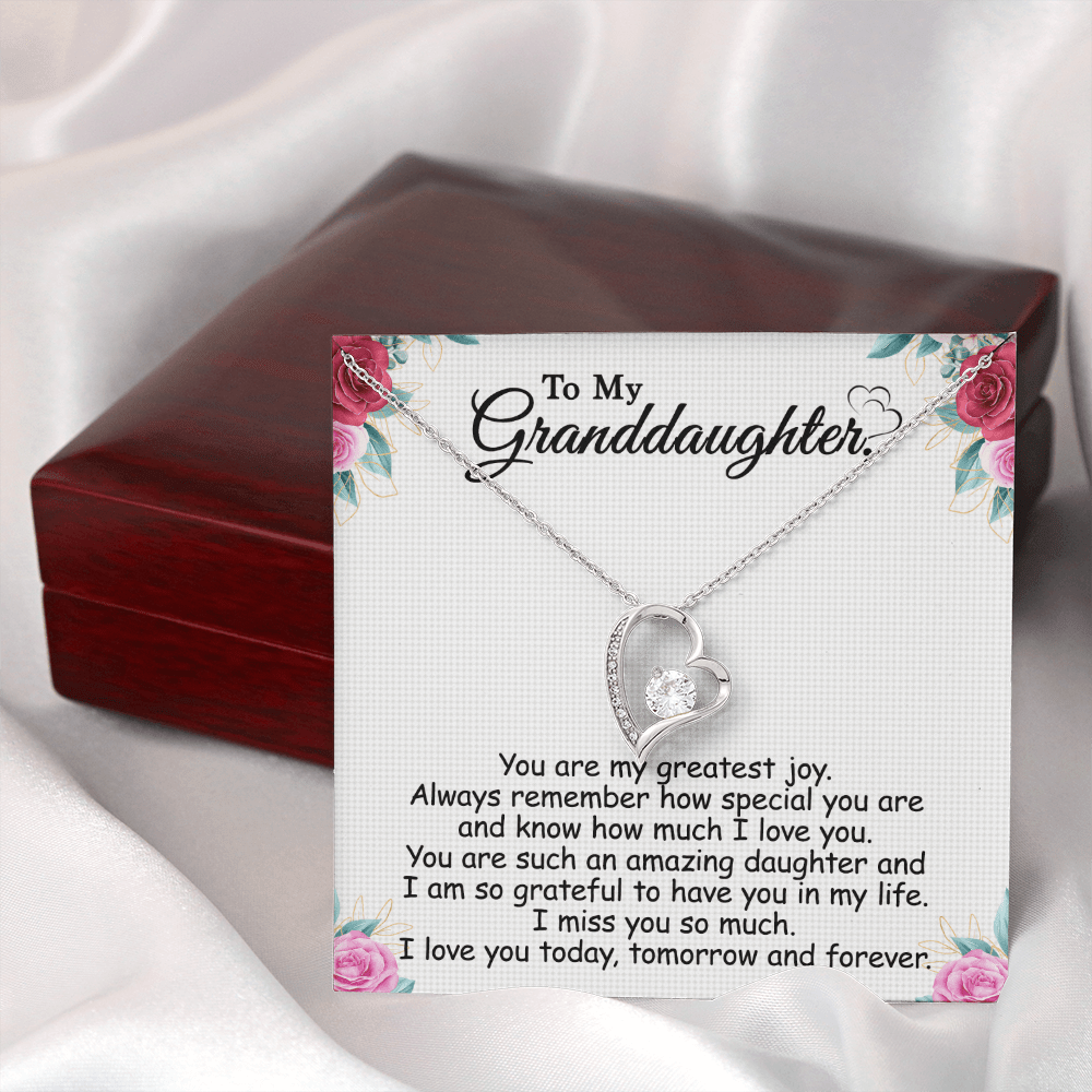 Gift For Granddaughter - My Greatest Joy - Forever Love Necklace With Message Card - Gift For Birthday From Grandmother, Grandfather