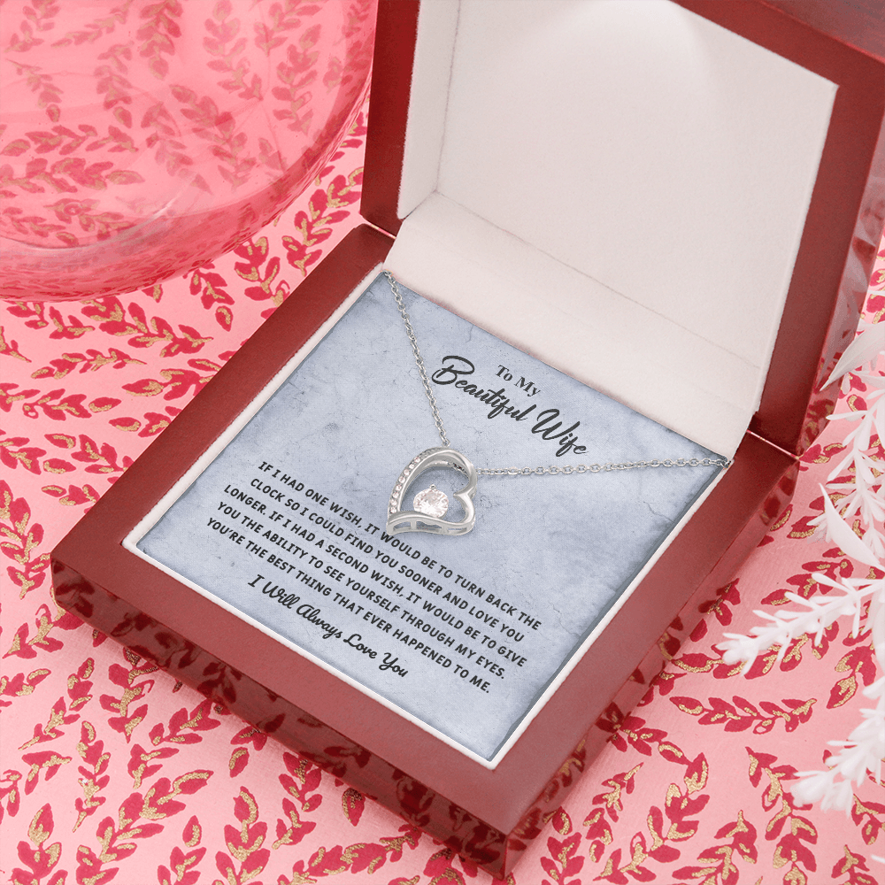 Beautiful Wife If I Had One Wish - Forever Love Necklace Message Card