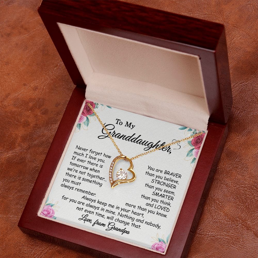 Gift For Granddaughter - Always Remember - Forever Love Necklace With Message Card - Gift For Birthday, Anniversary, Christmas From Grandfather, Grandpa