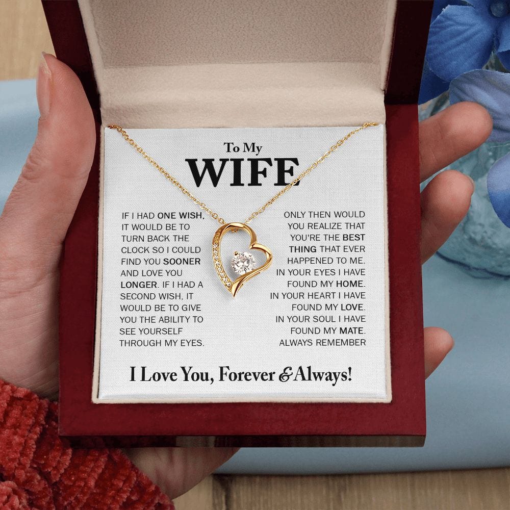 Gift For Wife - One Wish - Forever Love Necklace With Message Card - Gift For Birthday, Christmas From Husband