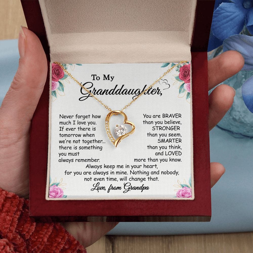 Gift For Granddaughter - Always Remember - Forever Love Necklace With Message Card - Gift For Birthday, Anniversary, Christmas From Grandfather, Grandpa