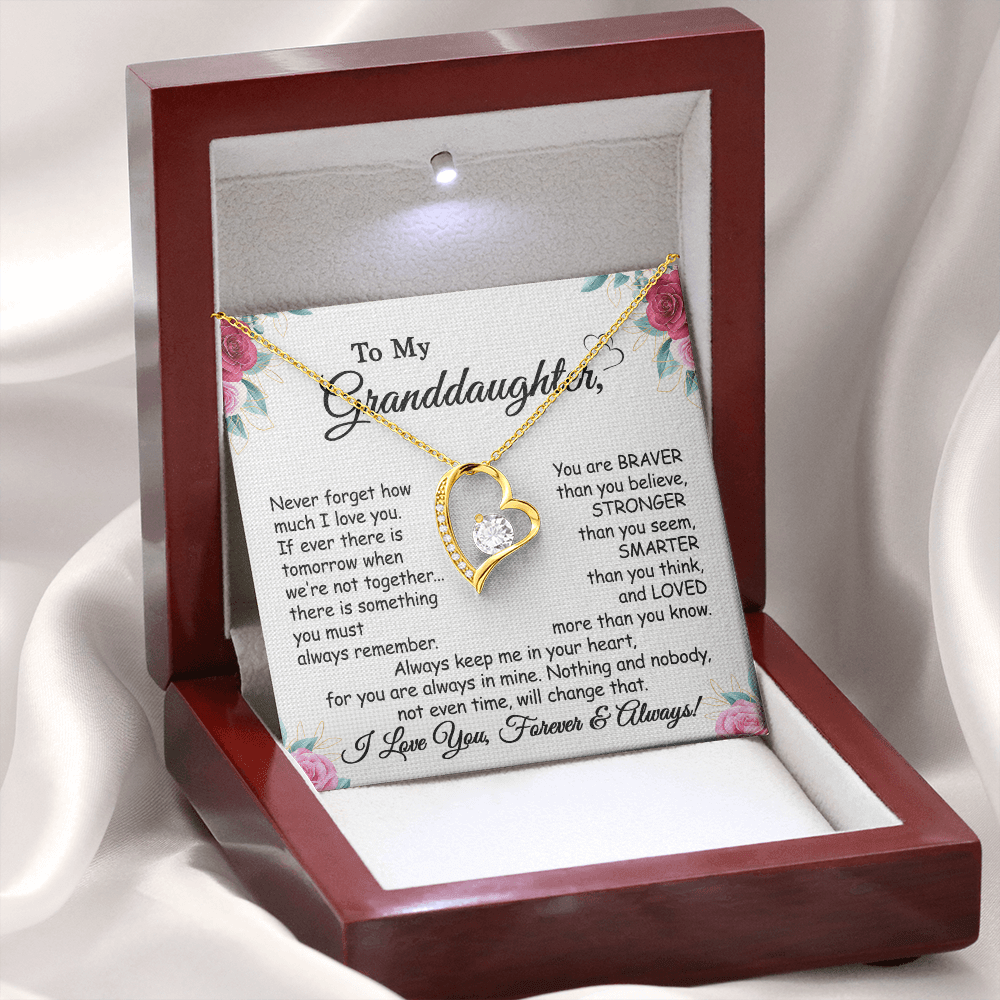 Gift For Granddaughter - Always Remember - Forever Love Necklace With Message Card - Gift For Birthday, Anniversary, Christmas From Grandmother, Grandfather