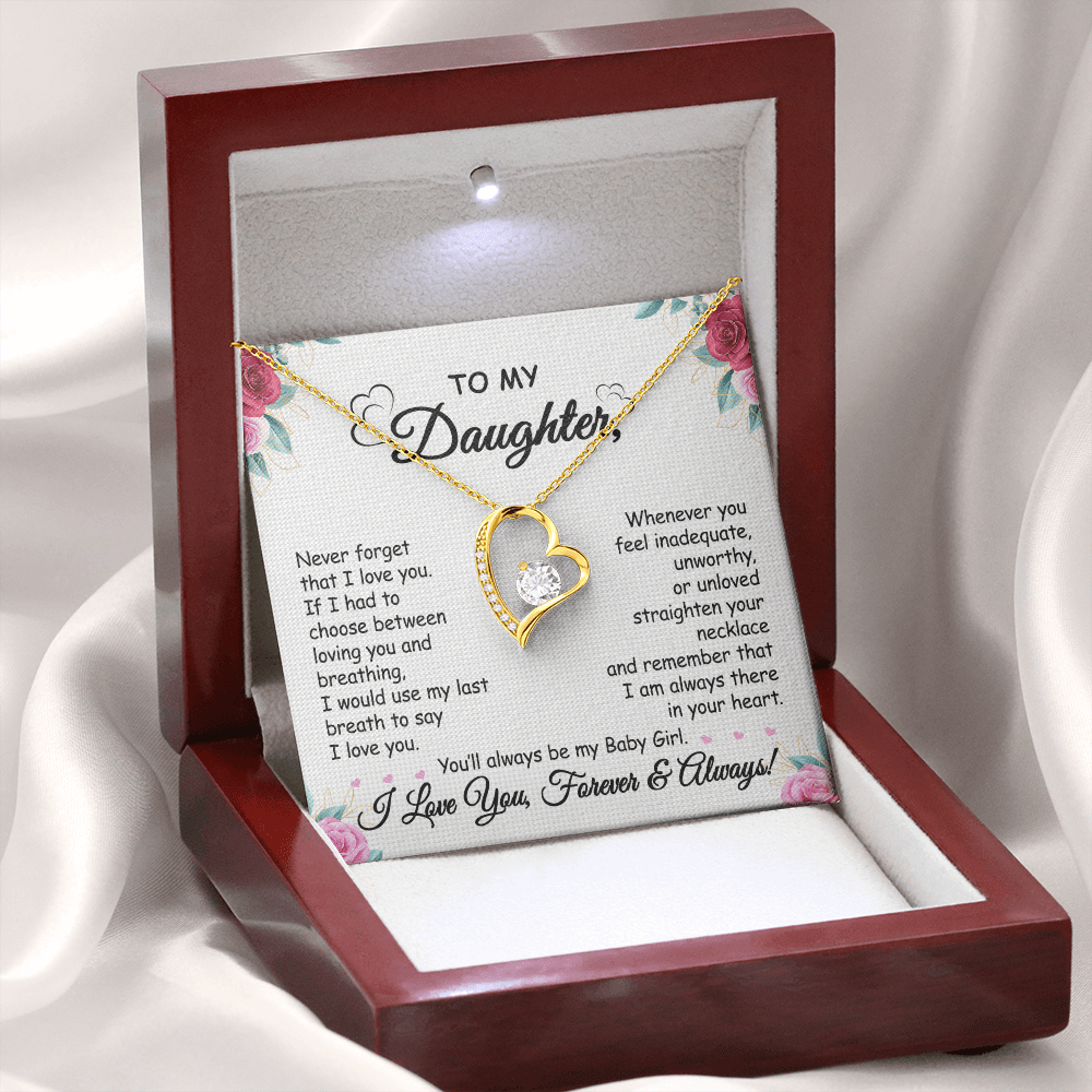 Almost SOLD OUT Gift To My Baby Girl Daughter - Forever Love Necklace With Message Card Gift For Birthday, Christmas, Special Occasion From Mom, Dad