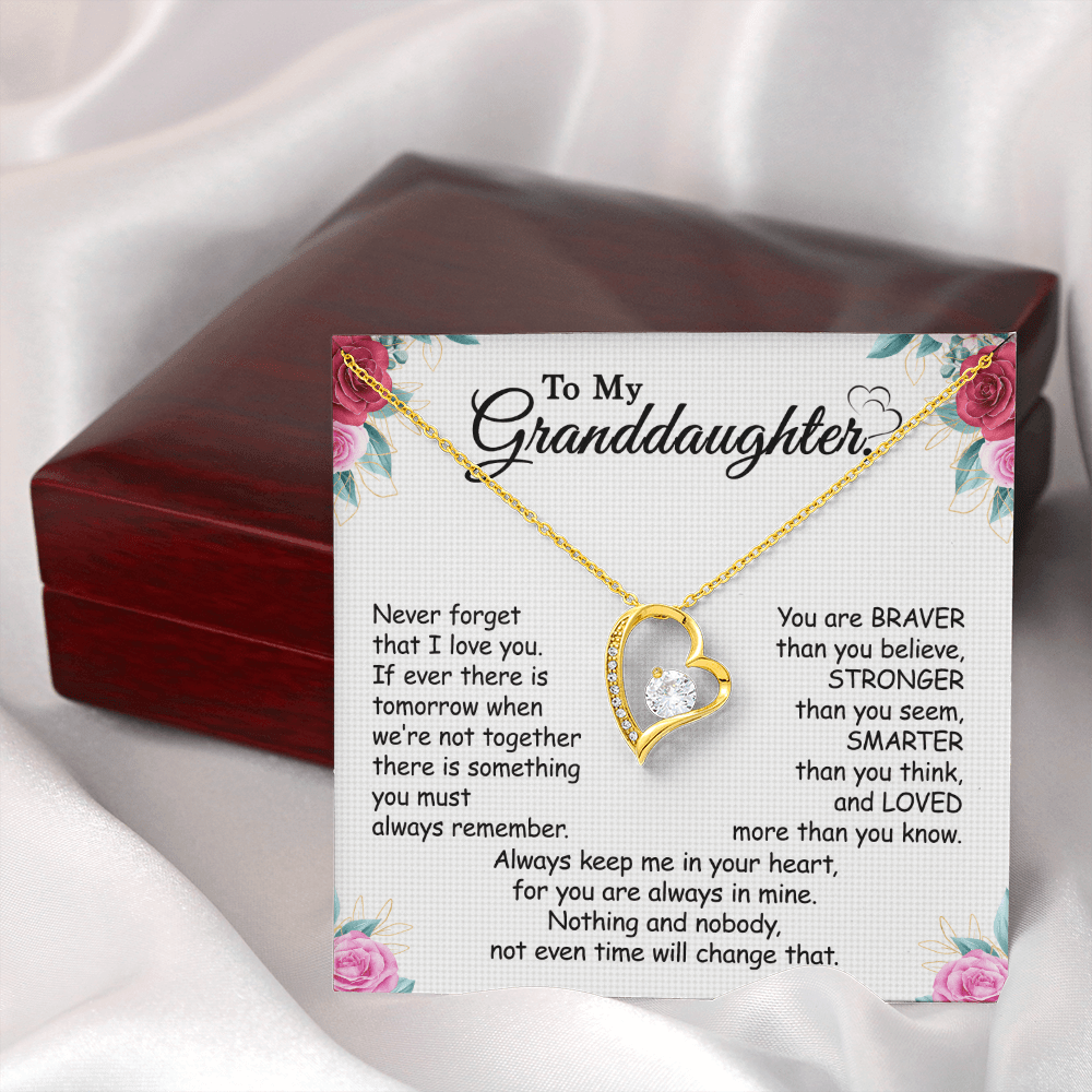 Gift For Granddaughter - Keep Me In Your Heart - Forever Love Necklace With Message Card - Gift For Birthday From Grandmother, Grandfather