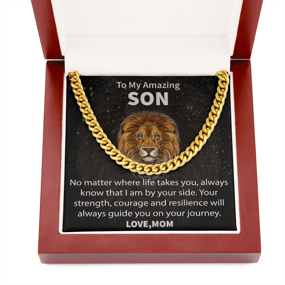 Son - No Matter Where Life Takes You - Cuban Link Chain Necklace Message Card