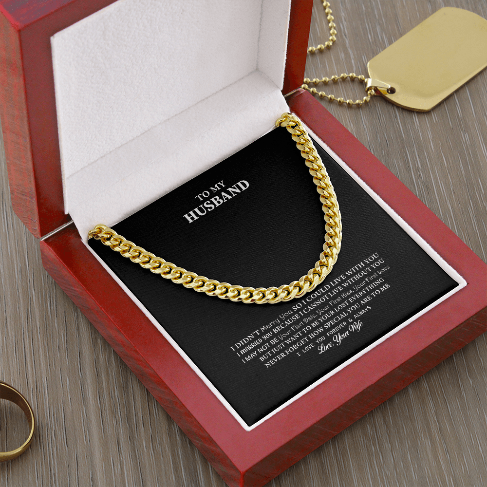 Husband - I Didn't Marry You - Cuban Link Chain Necklace Message Card