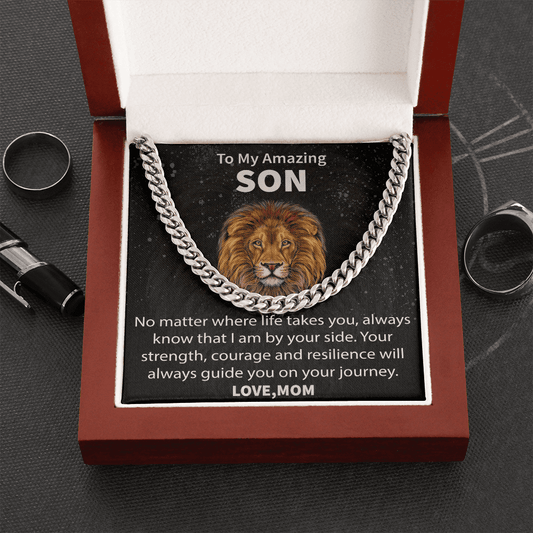 Son - No Matter Where Life Takes You - Cuban Link Chain Necklace Message Card