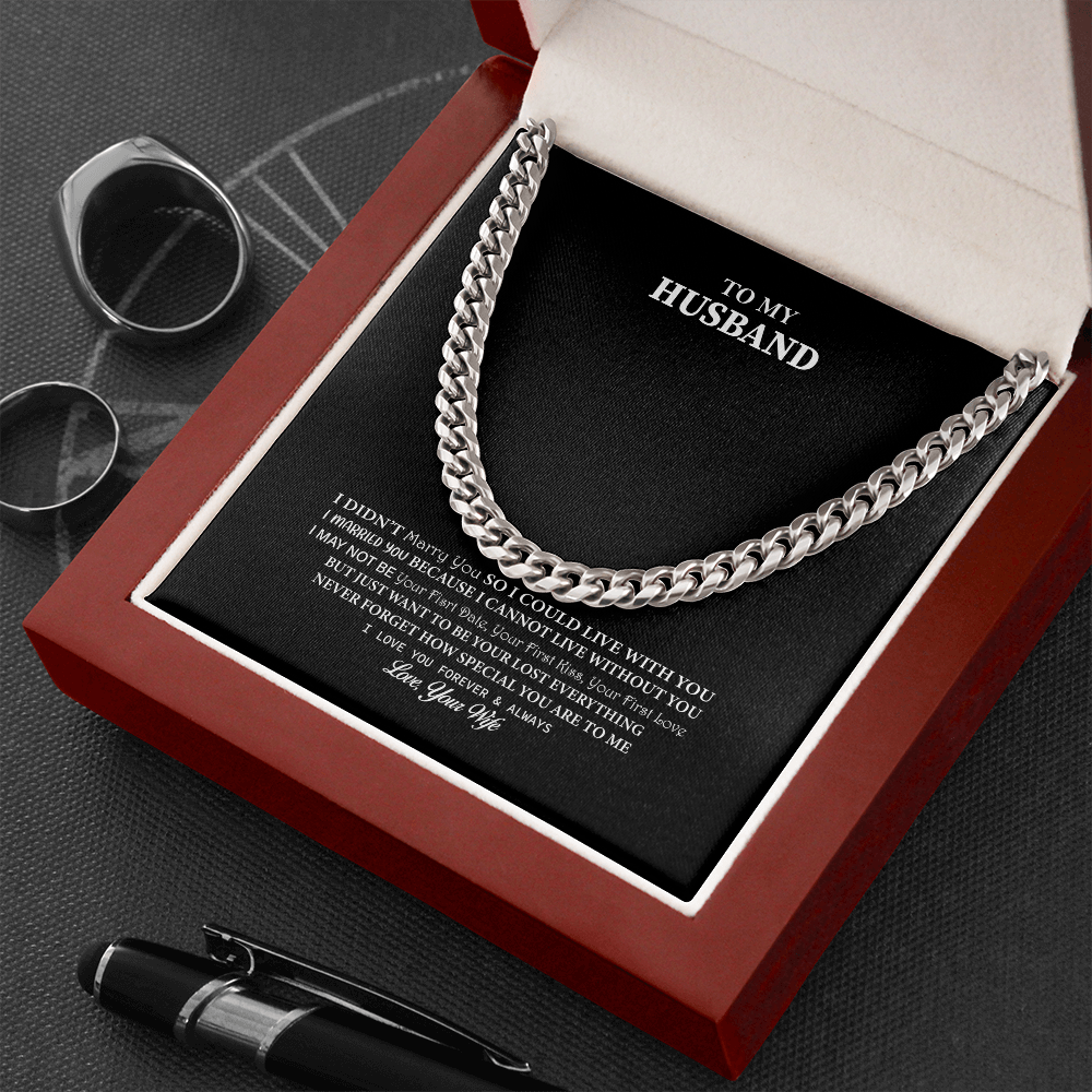 Husband - I Didn't Marry You - Cuban Link Chain Necklace Message Card