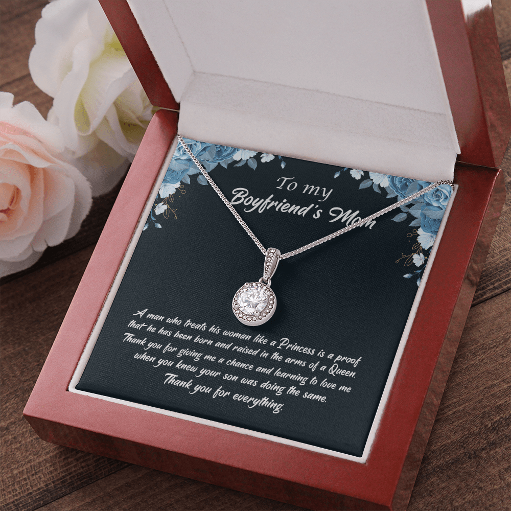 To My Boyfriends Mom - A Man Who Treaths His Woman - Eternal Hope Necklace Message Card