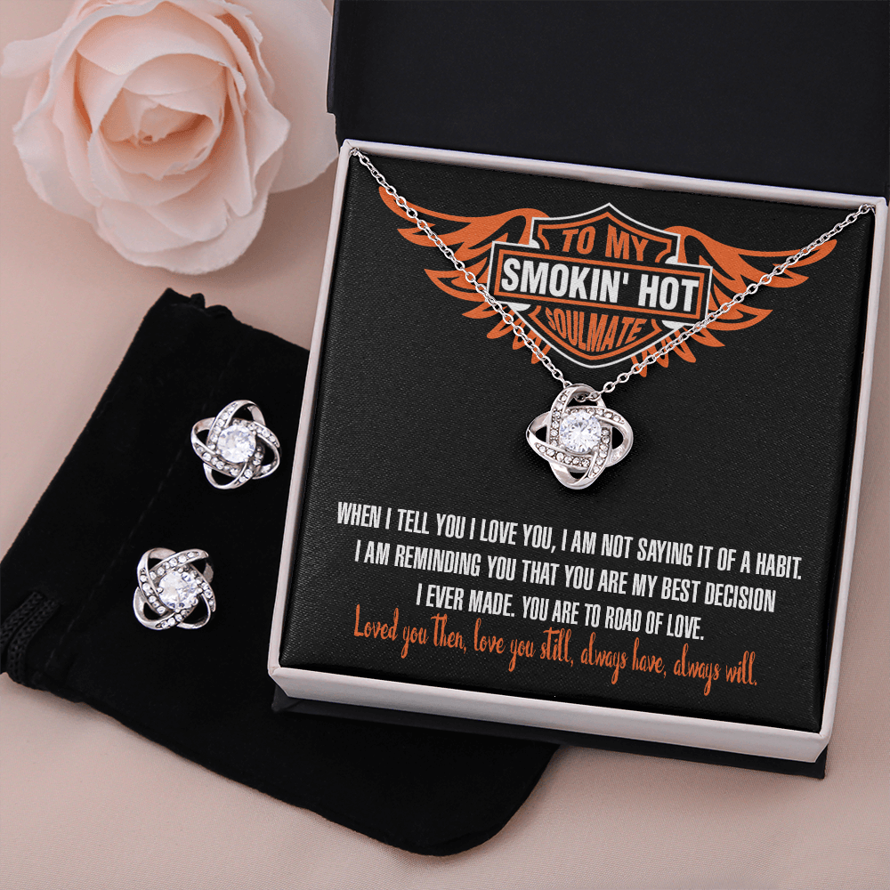 Soulmate - When I Tell You I Love You - Love Knot Necklace And Earring Set Message Card