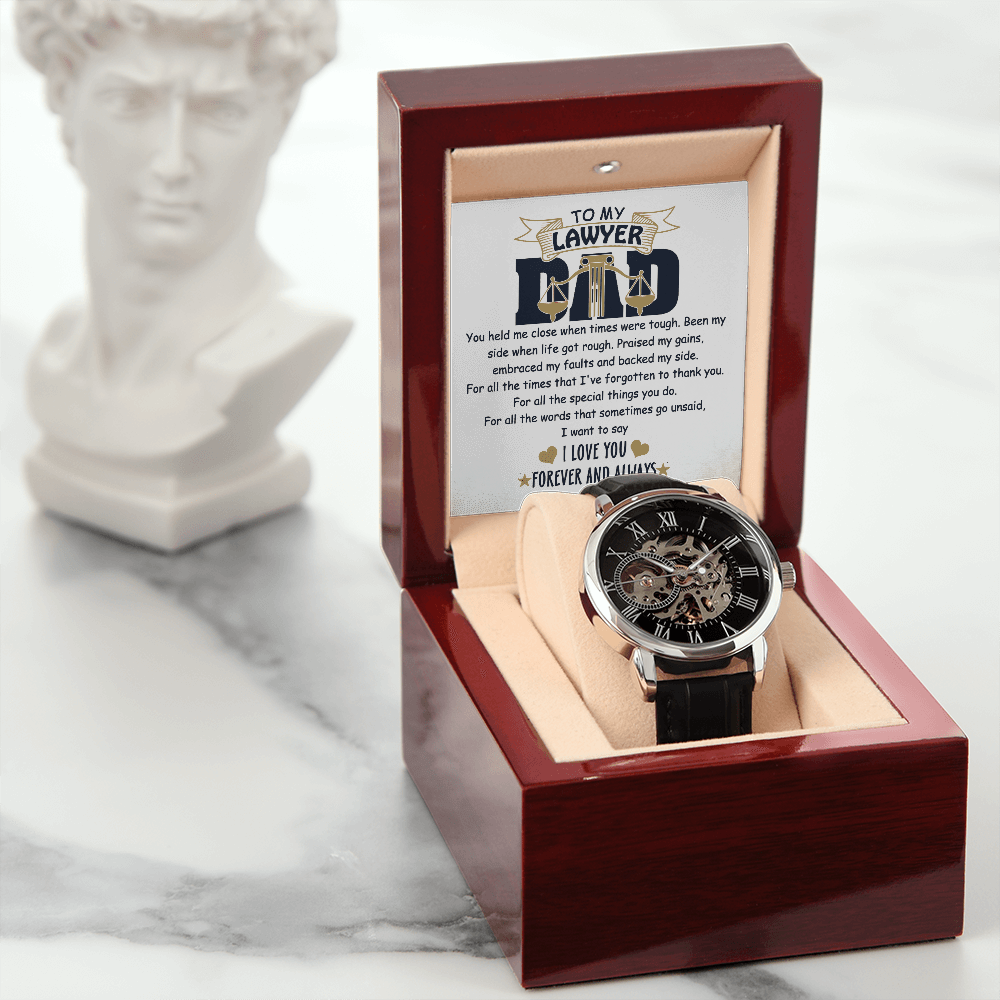 Father's Day Gift For Lawyer Dad - Openwork Watch - Message Card Gift From Son, Daughter