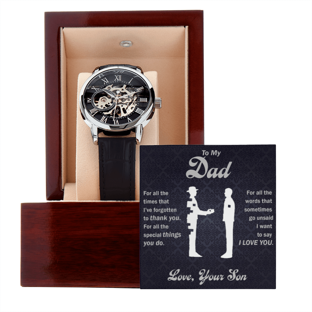Father's Day - Dad Son - For All The Times - Openwork Watch Message Card - Gift For Dad, Father, Daddy, Papa, Grandfather From Son