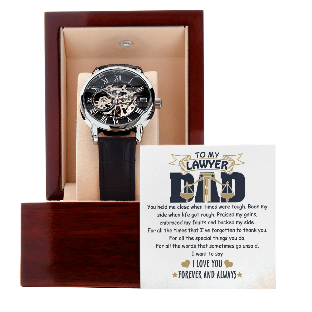 Father's Day Gift For Lawyer Dad - Openwork Watch - Message Card Gift From Son, Daughter