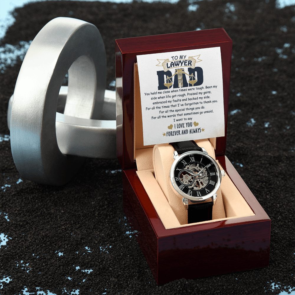 Father's Day Gift For Lawyer Dad - Openwork Watch - Message Card Gift From Son, Daughter