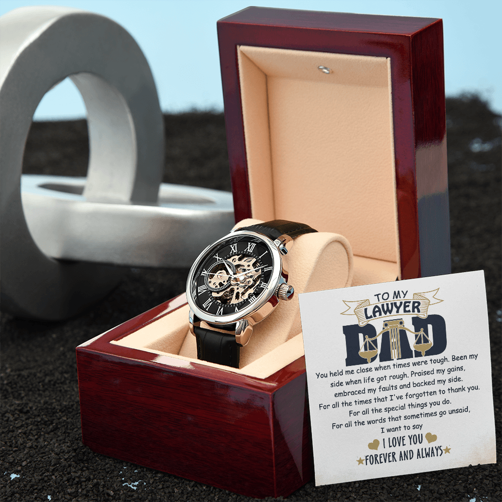 Father's Day Gift For Lawyer Dad - Openwork Watch - Message Card Gift From Son, Daughter