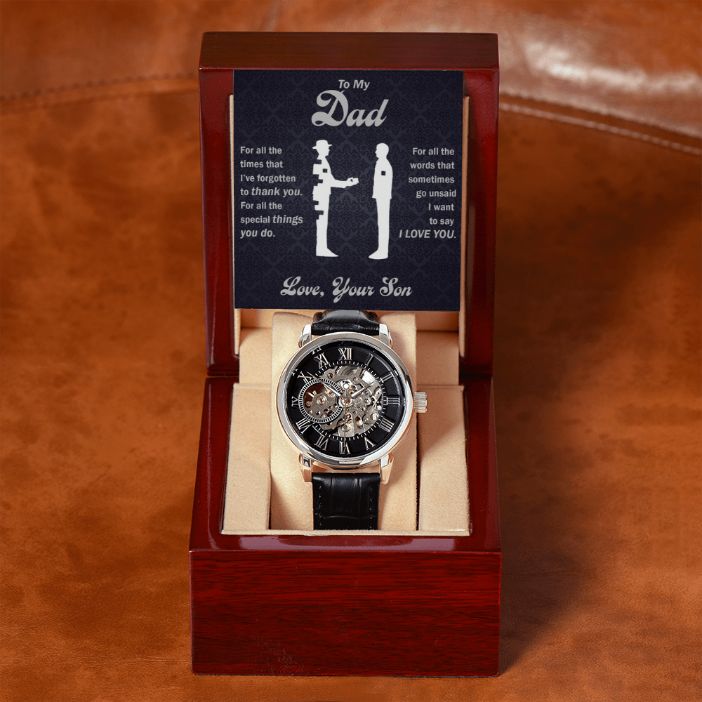Father's Day - Dad Son - For All The Times - Openwork Watch Message Card - Gift For Dad, Father, Daddy, Papa, Grandfather From Son