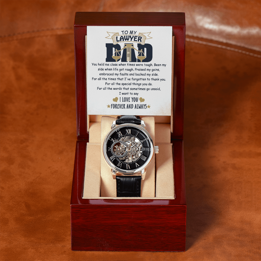 Father's Day Gift For Lawyer Dad - Openwork Watch - Message Card Gift From Son, Daughter