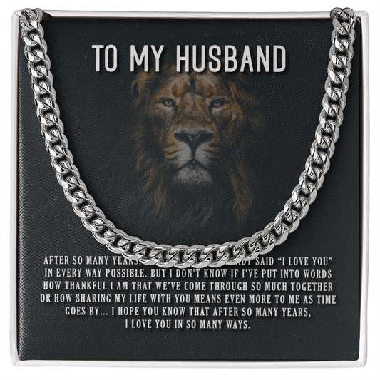 Husband - I Love You In So Many Ways - Cuban Link Chain Message Card Gift For Father's Day, Dad, Birthday, Husband, Papa, Daddy