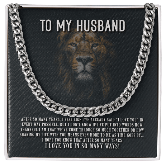 Husband - I Love You In So Many Ways - Cuban Link Chain Message Card Gift For Father's Day, Dad, Birthday, Husband, Papa, Daddy, Granddad, Grandfather