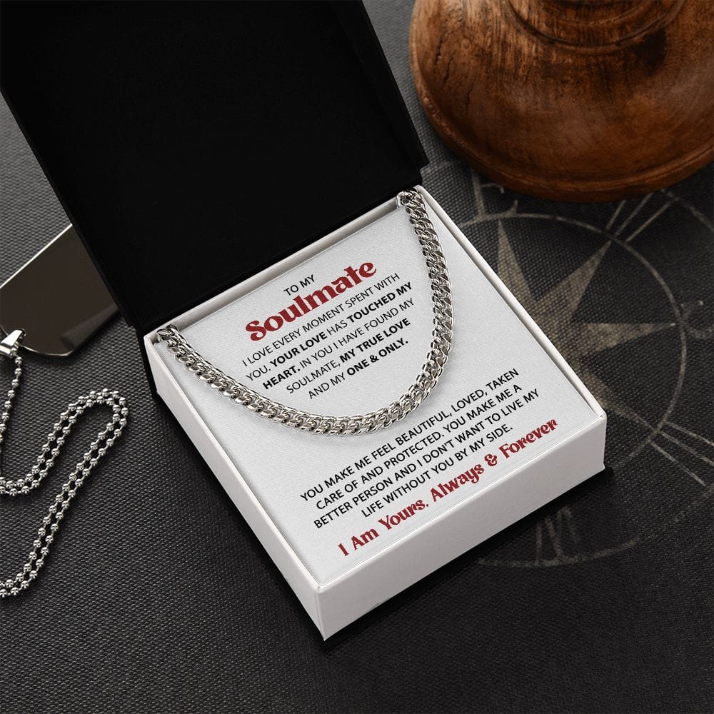 Gift For My Soulmate - Love Every Moment - Cuban Link Chain - Gift For Birthday, Anniversary, Christmas, Father's Day, Valentines Day