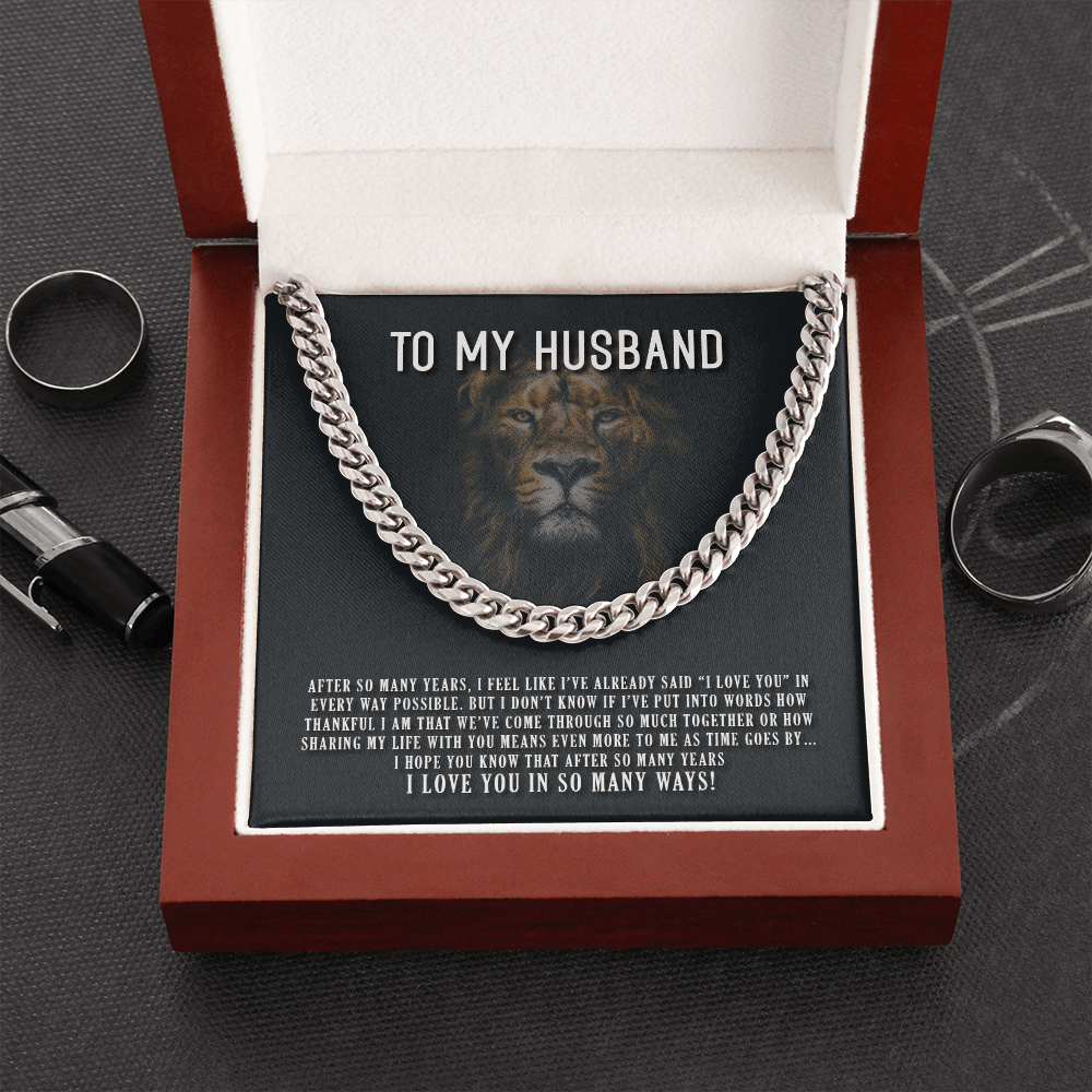 Husband - I Love You In So Many Ways - Cuban Link Chain Message Card Gift For Father's Day, Dad, Birthday, Husband, Papa, Daddy, Granddad, Grandfather