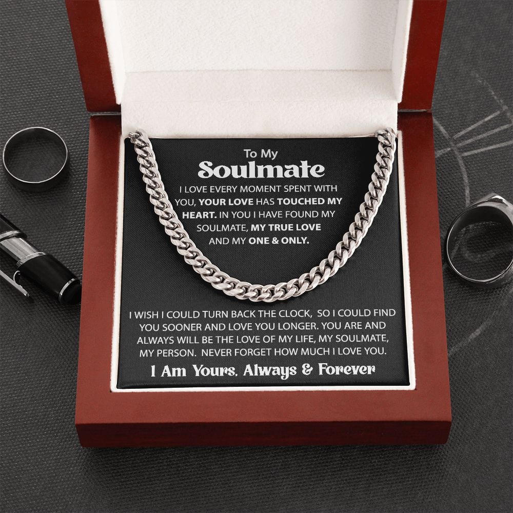 Gift For My Soulmate - Love Every Moment - Cuban Link Chain - Gift For Birthday, Anniversary, Christmas, Father's Day, Valentines Day