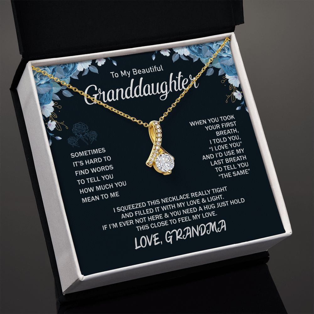 To My Beautiful Granddaughter - Sometimes It's Hard to Find Words - Alluring Beauty Necklace Message Card