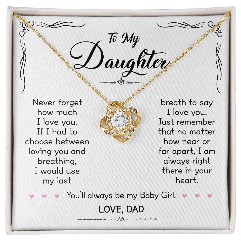 Gift For Daughter - When Life Tries - Love Knot Necklace With Message Card - Gift For Birthday, Christmas From Dad, Father, Daddy