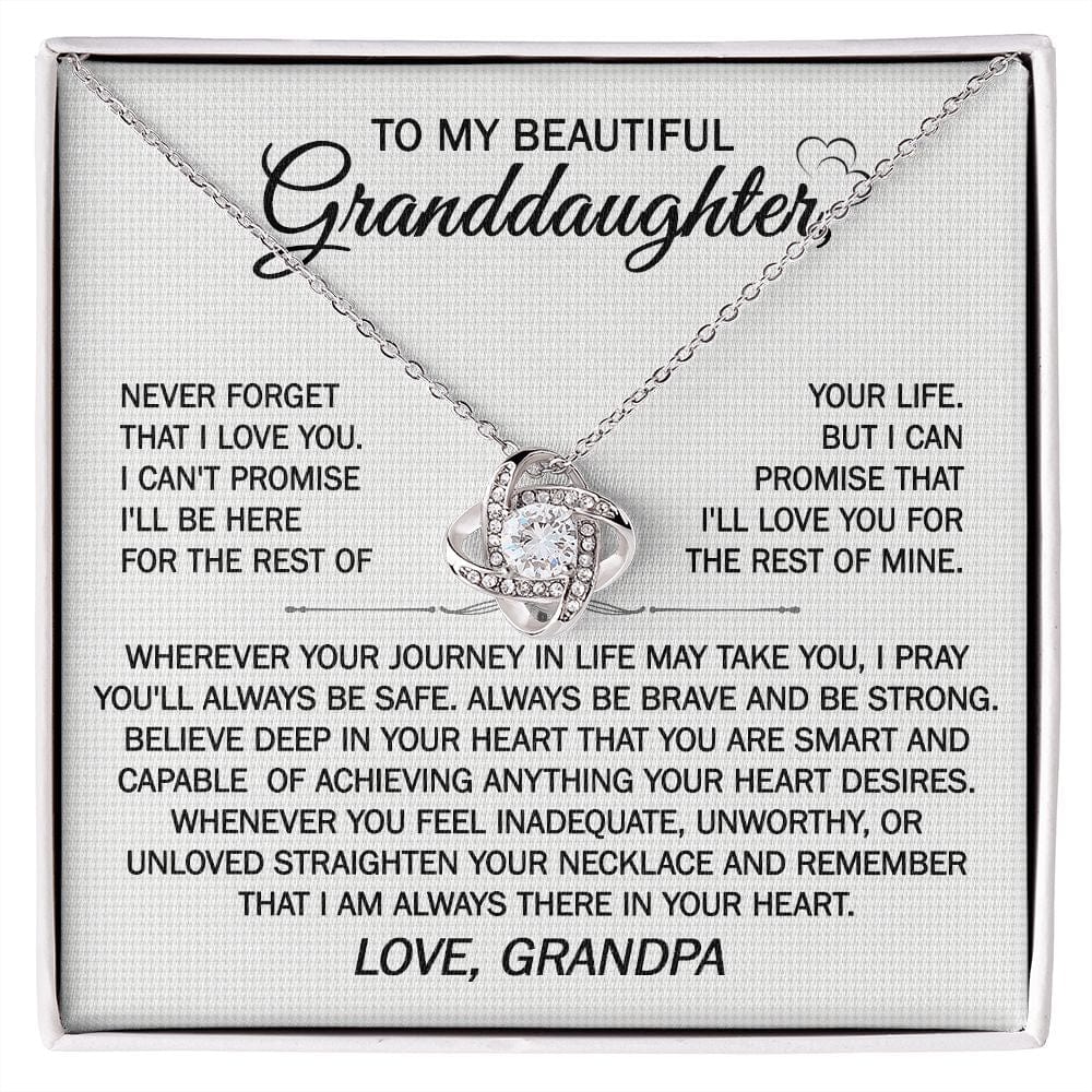 Gift For Granddaughter From Grandpa - Wherever Your Journey - Love Knot Necklace With Message Card