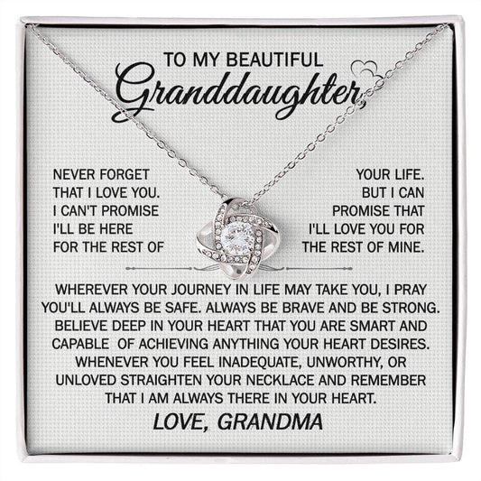 Gift For Granddaughter From Grandma - Wherever Your Journey - Love Knot Necklace With Message Card